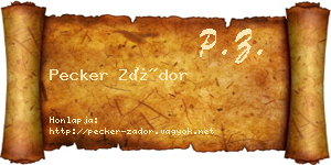 Pecker Zádor névjegykártya